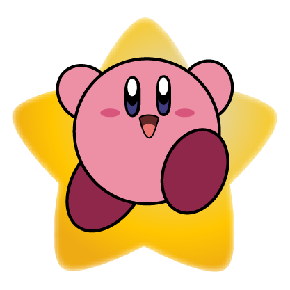 Kirby in front of a star